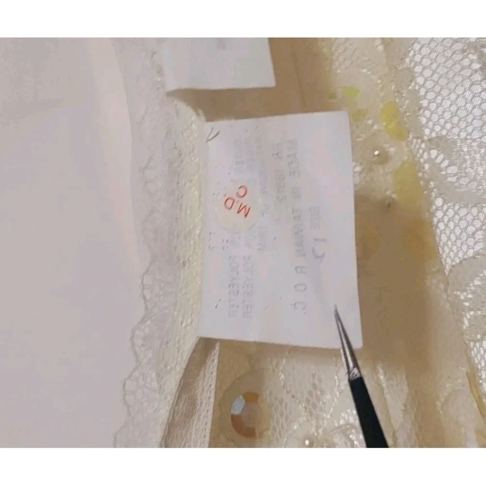 Vintage Wedding Dress Zurcion Method Prestige 10-12 Poof Shoulders Pearls Sequin